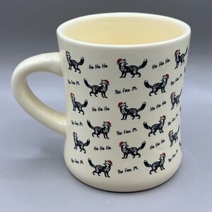 The Fox Mercantile Stoneware Christmas Mug Fox With Santa Hat 4”